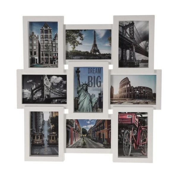 Klasický fotorámeček Závěsný fotorámeček Paris, bílá, 45,5 x 45,5 x 2,5 cm