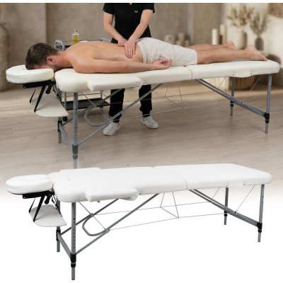 inSPORTline Morrani Masérské lehátko 186 x 60 x 62,5 - 85,5 cm 2-dílné hliníkové krémová – Hledejceny.cz