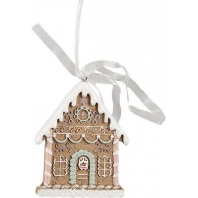 Hnědá závěsná vánoční ozdoba perníková chaloupka Gingerbread 6*1*8 cm Clayre & Eef – Hledejceny.cz