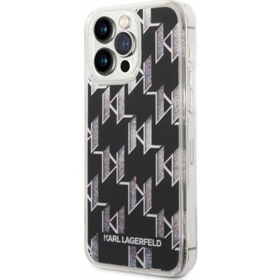 Pouzdro Karl Lagerfeld Monogram Liquid Glitter iPhone 14 Pro Max černé