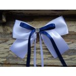 Atlasová mašle na auto bílá - tmavě modrá 549 – Zboží Dáma