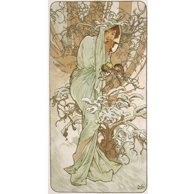 Pohled Alfons Mucha – Winter, dlouhý – Zboží Dáma