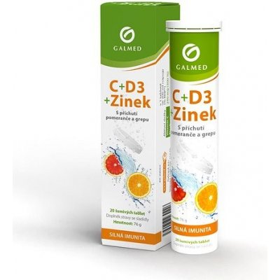 Galmed Vitamín C+Vitamín D3+Zinek eff 20 tablet – Zboží Mobilmania