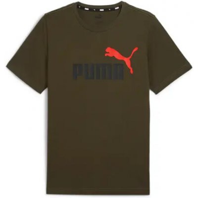 Puma pánská tričko bavlněné ESS+ 2 Col Logo Tee khaki – Hledejceny.cz