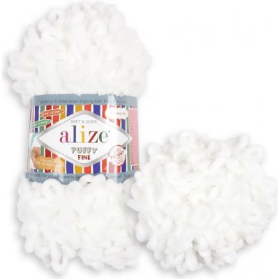 Alize Puffy Fine 55 bílá – Zboží Mobilmania