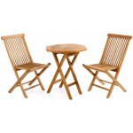Divero 339 Luxusní balkonový set Gardenay z týkového dřeva 1 stůl + 2 skládací židle – Hledejceny.cz