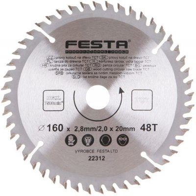 Festa Pilový kotouč s SK plátkem, 160 x 20 mm, 48 zubů, TCT, F22312 – Zboží Mobilmania