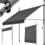 Tectake Upínací markýza s ruční klikou, výškově nastavitelná 200 x 180 cm, černá/šedá – Sleviste.cz