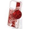 Pouzdro a kryt na mobilní telefon Apple Pouzdro 1Mcz Liquid Heart Sparkle s přesépacím efektem třpytek Apple iPhone 13 Pro červené