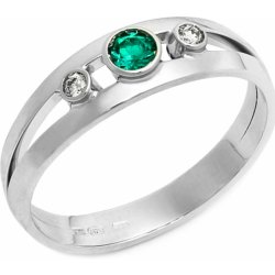 Aumanti Zásnubní prsten 62 Zlato Diamant GH SI1 a smaragd