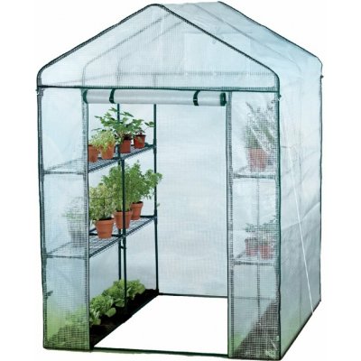 Garden Line ZÁHRADNÍ SKLENÍK S POLICEMI BÍLÝ 140 x 140 x 200 CM *5460 – Sleviste.cz