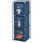 Storagesolutions Regál na knihy s úložnými boxy na hračky - vesmirná mise, 35x35x102 cm – Sleviste.cz
