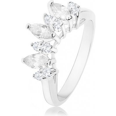 Šperky eshop prsten ve stříbrné čirá zirkonová zrnka lesklá ramena R33.27 – Zboží Mobilmania
