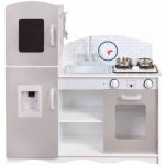 Eco Toys Dřevěná kuchyňka XXL s příslušenstvím 86 x 92 cm x 30 cm šedá – Zboží Dáma