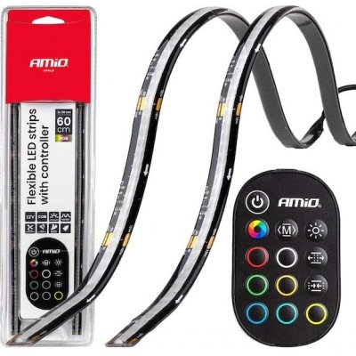 Amio LED interiérové RGB osvětlení 2×30 cm, s dálkovým ovládáním, 12V | Zboží Auto