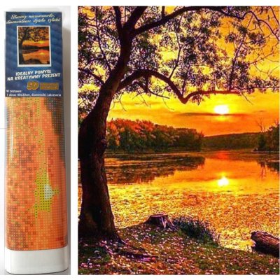 Norimpex Diamantové malování Západ slunce nad jezerem 30 x 40 cm – Zboží Mobilmania