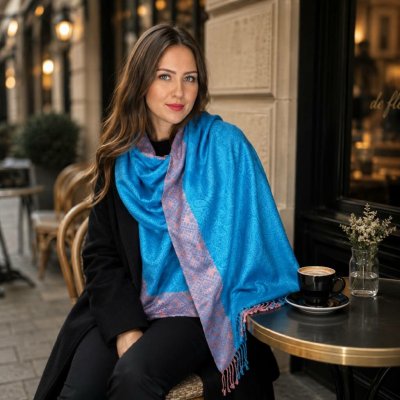 Šál Pašmína Vivienna modrá – Zboží Dáma