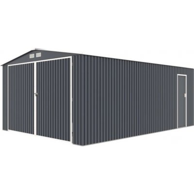 Kovová garáž Palmer 3,8 x 5,4 m CoverTech antracitová – Zboží Mobilmania