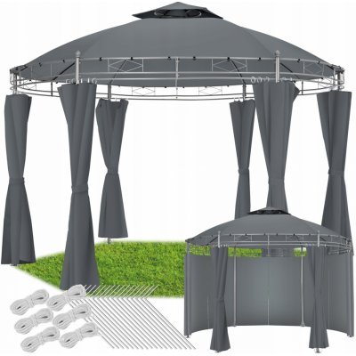 tectake 403266 zahradní altán luxusní kulatý 350cm siana - krémová – Sleviste.cz