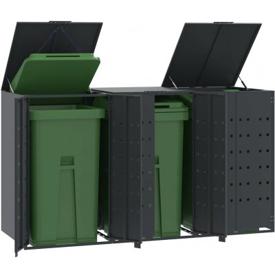 vidaXL Box na 3 popelnice 207 x 79 x 117 cm ocel antracitový – Zboží Dáma
