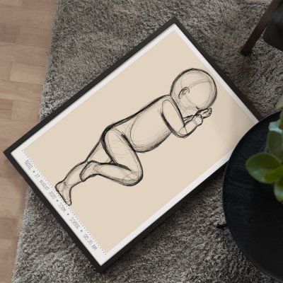 INSPIO Tabulka Obraz k narození miminka ve skutečné velikosti - 60x40cm 40x30 narození děťátka
