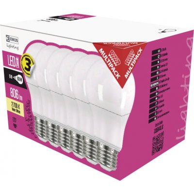 EMOS LED žárovka Classic A60 / E27 / 8,5 W (60 W) / 806 lm / teplá bílá