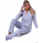 Pruhované elegantní pyžamo celopropínací pro ženy na kojení do porodnice 1B2168 šedá – Hledejceny.cz