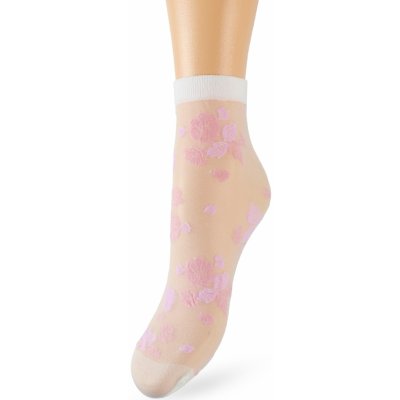 Happy Feet 1442 dámské silonkové ponožky KVĚTINY bílá