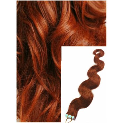 Vlnité vlasy k prodloužení tape in 50 cm 40 ks MĚDĚNÉ – Zboží Mobilmania