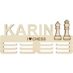 LYMFY Dřevěný držák na medaile s laserováním 45cm šachy přírodní dřevo – Zboží Dáma