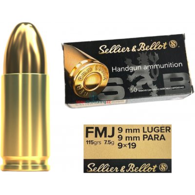 SB 9mm Luger FMJ 115grs 7,50 g 50 ks