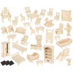 ISO 3D dřevěné puzzle nábytek pro panenky 34ks – Hledejceny.cz