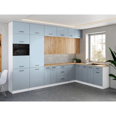 FRONTI Rohová kuchyňská linka WERIA 330x210 cm Denim/Dub artisan – Hledejceny.cz