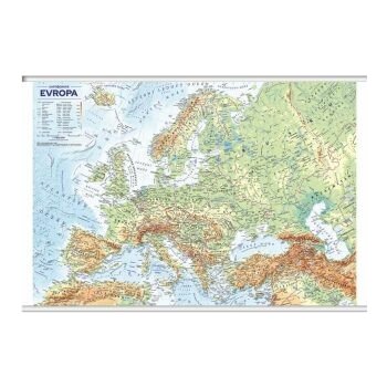 Evropa nástěnná obecně zeměpisná mapa