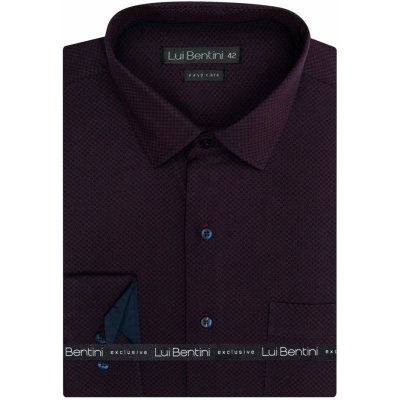 Lui Bentini pánská košile dlouhý rukáv regular fit kostičkovaná LD220 vínovo-černá – Zboží Mobilmania