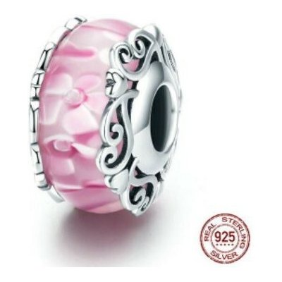 Prosperk Korálek ze stříbra růžový se srdíčkem S4115 – Zboží Dáma