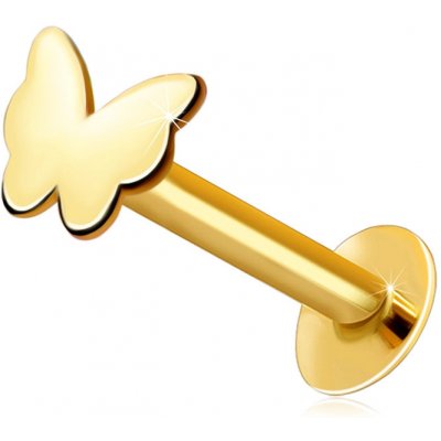 Šperky eshop piercing do rtu a brady ze žlutého zlata plochý lesklý motýlek S2GG206.53 – Zboží Mobilmania