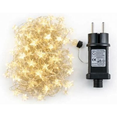 DECOLED LED světelný řetěz 5 m hvězdičky venkovní, teple bílá, 400 diod, stříbrný kabel IP44, vč. zdroje – Hledejceny.cz