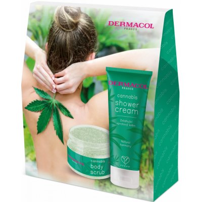 Dermacol Cannabis sprchový krém Cannabis 200 ml + tělový peeling Cannabis 200 g dárková sada