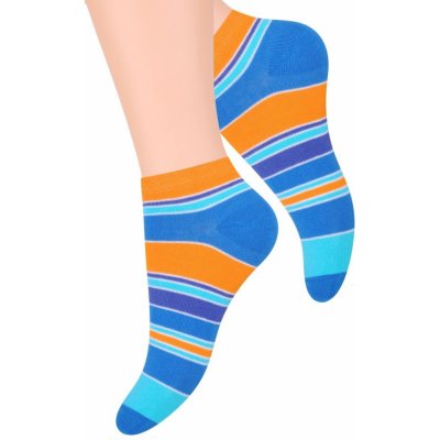 Steven kotníkové ponožky se vzorem pruhů 052/105 modrá