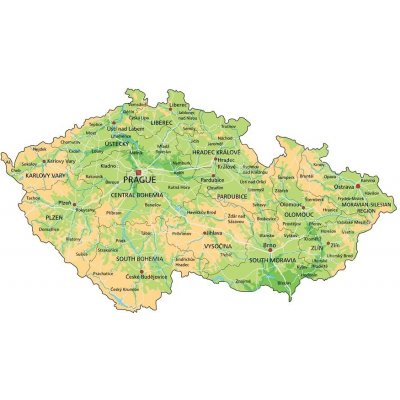 Magnetická mapa České republiky, geografická, barevná (samolepící feretická fólie) 120 x 66 cm – Zbozi.Blesk.cz