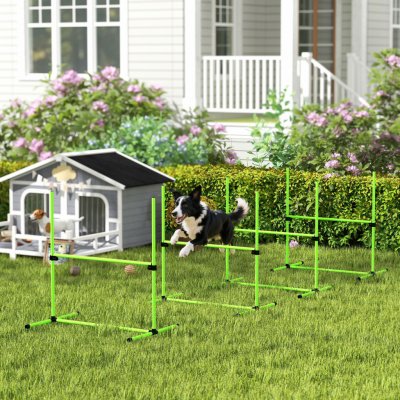 PawHut Výškově nastavitelné agility vybavení pro výcvik psů zelené – Hledejceny.cz