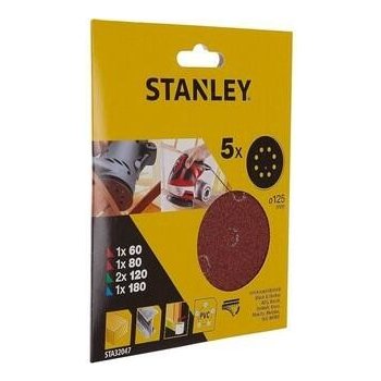 Stanley Brusné papíry pro excentrickou brusku Ø 125 mm 1x P60, 1x P80, 2x P120, 1x P180 - ST-STA32047-XJ