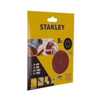 Stanley Brusné papíry pro excentrickou brusku Ø 125 mm 1x P60, 1x P80, 2x P120, 1x P180 - ST-STA32047-XJ