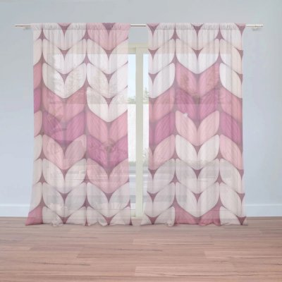 Záclony Tříbarevné růžové pletení: 2 ks - 150x250 cm - Sablio – Hledejceny.cz