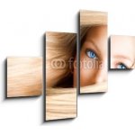 Obraz 4D čtyřdílný - 120 x 90 cm - Blond Girl. Blonde Woman with Blue Eyes Blond Dívka. Blondýnka s modrými očima – Hledejceny.cz