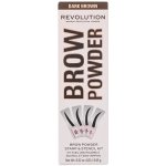 Makeup Revolution London Brow Powder Stamp & Stencil pudr na obočí se šablonami Dark Brown 0,65 g – Zboží Dáma