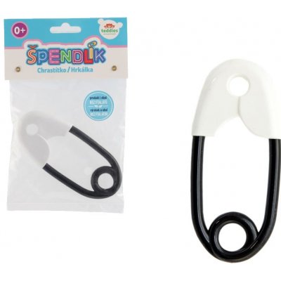 Teddies Chrastítko špendlík plast 12cm bíločerné 12x19cm – Sleviste.cz