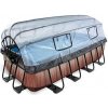 Bazén Exit Toys Frame s pískovou filtrací, kopulí a tepelným čerpadlem 4x2x1m Dřevo