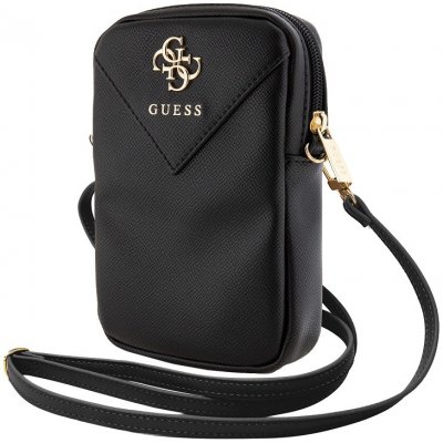 Guess PU Grained 4G Metal Logo Wallet Phone Bag Zipper černé – Zboží Mobilmania